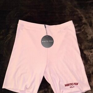 NWT White Fox Ribbed Biker Shorts Size Large Pink